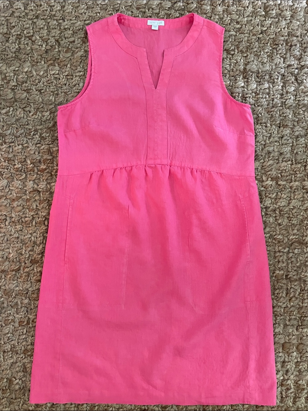 J.Jill Love Linen 100% Linen Sunwashed Pink Sleeveless Shift Dress Pockets Small - Picture 3 of 8
